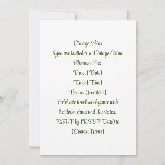Invitation Chine vintage | Élégance classique (Dos)
