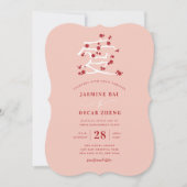 Invitation Chinese Love Red Cherry Blossoms (Devant)