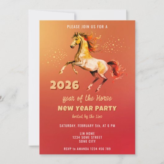 Invitation Chinese New Year 2026 Horse New Year Party (Devant)