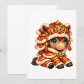 Invitation Chinese New Year Horse 2026 Zodiac (Devant / Derrière)