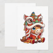 Invitation Chinese New Year Horse 2026 Zodiac (Devant / Derrière)