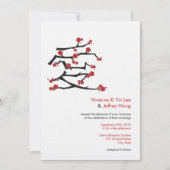 Invitation Chinois Ai Love Cerise Blossoms Rouge Sakura Maria (Devant)