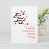 Invitation Chinois Ai Love Cerise Blossoms Rouge Sakura Maria (Debout devant)