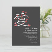 Invitation Chinois Ai Love Cerise Blossoms Rouge Sakura Maria (Debout devant)