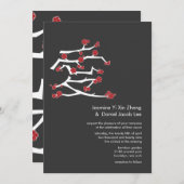 Invitation Chinois Ai Love Cerise Blossoms Rouge Sakura Maria (Devant / Derrière)