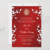 Invitation Chinois bilingue | Fleur de cerisier blanc (Devant)