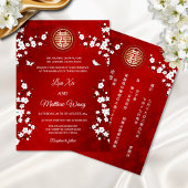 Invitation Chinois bilingue | Fleur de cerisier blanc