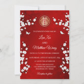 Invitation Chinois Bilingue | Fleur de cerisier blanche (Devant)