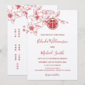 Invitation Chinois bilingue | Magnolia Cream Mariage chinois (Devant / Derrière)