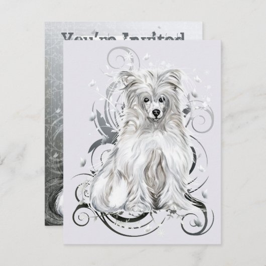 Invitation Chinois Crested Blue (Devant / Derrière)