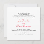 Invitation Chinois Double Bonheur Rouge Motif or Mariage (Devant)
