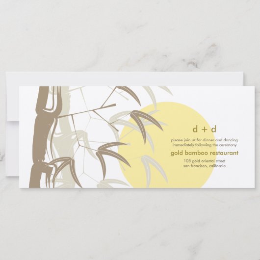 Invitation Chinois Sunrise Bambou Nature Mariage tropical (Dos)