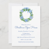 Invitation Chinoiserie Aquarelle Bleu Fer de Noël (Devant)