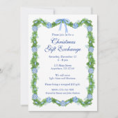 Invitation Chinoiserie Aquarelle bleu Ornement Garland Party (Devant)