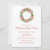 Invitation Chinoiserie Aquarelle Rouge fil de Noël (Devant)