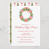 Invitation Chinoiserie Aquarelle Rouge fil de Noël (Devant / Derrière)