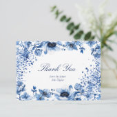 Invitation Chinoiserie asiatique Merci Floral bleu clair (Debout devant)