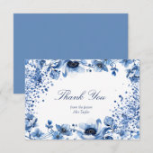 Invitation Chinoiserie asiatique Merci Floral bleu clair (Devant / Derrière)