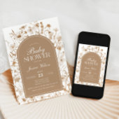 Invitation Chinoiserie Baby shower floral beige