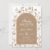 Invitation Chinoiserie Baby shower floral beige (Devant)