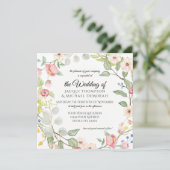 Invitation Chinoiserie Berry Rose Aquarelle Rose feuille flor (Debout devant)