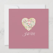 Invitation Chinoiserie Berry Rose Aquarelle Rose feuille flor (Dos)