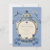 Invitation Chinoiserie Birds Floral Jar Baby shower (Devant)