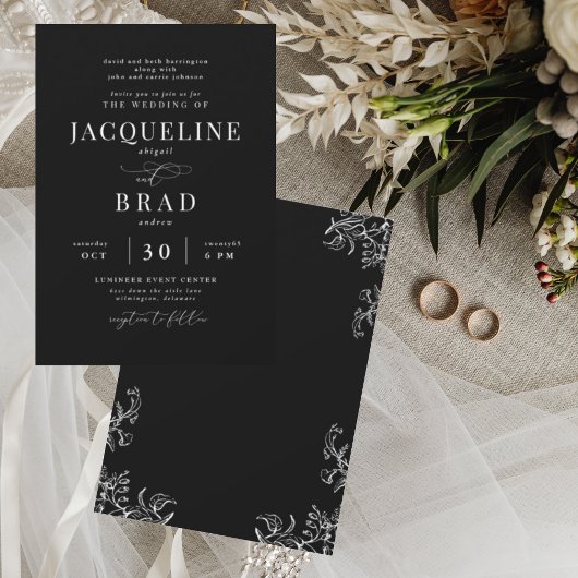 Invitation Chinoiserie Black Elegant Les deux parents Mariage