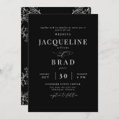 Invitation Chinoiserie Black Elegant Pas de parents Mariage (Devant / Derrière)