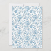 Invitation Chinoiserie blanche bleue Fête des mariées florale (Dos)