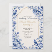 Invitation Chinoiserie Bleu Anniversaire (Devant)