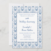 Invitation Chinoiserie Bleu Blanc 50e anniversaire de Mariage (Devant)