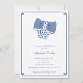Invitation Chinoiserie Bleu & Blanc Lingettes Baby shower (Devant)