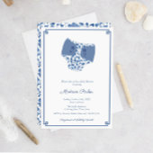 Invitation Chinoiserie Bleu & Blanc Lingettes Baby shower