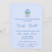 Invitation Chinoiserie bleu et blanc Hydrangea Fête des marié (Devant / Derrière)