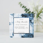 Invitation Chinoiserie Bleu n Blanc Floral Baby shower Script (Debout devant)