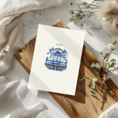 Invitation Chinoiserie bleu profond Vintage Floral Mariage