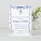 Invitation Chinoiserie bleue et blanche, on attend plus que v (Debout devant)