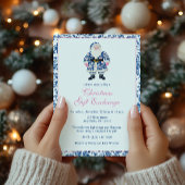 Invitation Chinoiserie bleue et rose Toile Noël Père Noël