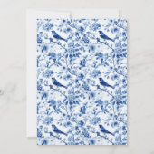Invitation Chinoiserie Blue Birds and Flowers Mariage (Dos)