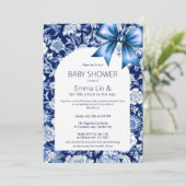 Invitation Chinoiserie Blue Boy Baby Shower (Debout devant)