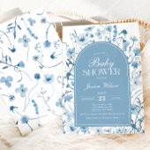 Invitation Chinoiserie Blue Floral Baby Boy Douche