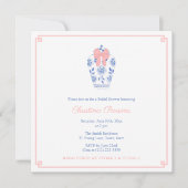 Invitation Chinoiserie Blue White Pink Wedding shower Party (Devant)