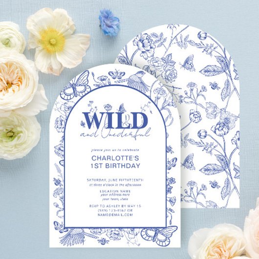 Invitation Chinoiserie Blue Wild & Onederday 1er anniversaire