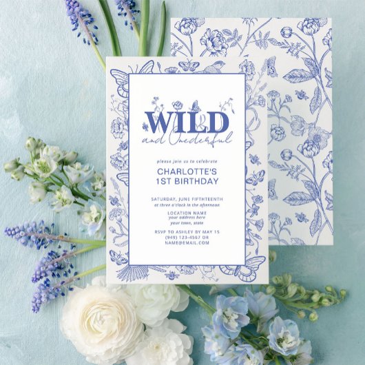 Invitation Chinoiserie Blue Wild & Onederday 1er anniversaire
