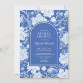 Invitation Chinoiserie Botanique Delft Fête des mariées Bleue (Devant)