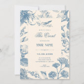 Invitation Chinoiserie botanique florale vintage (Devant)