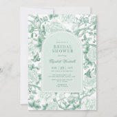 Invitation Chinoiserie Botanique Sage Fête des mariées verte (Devant)