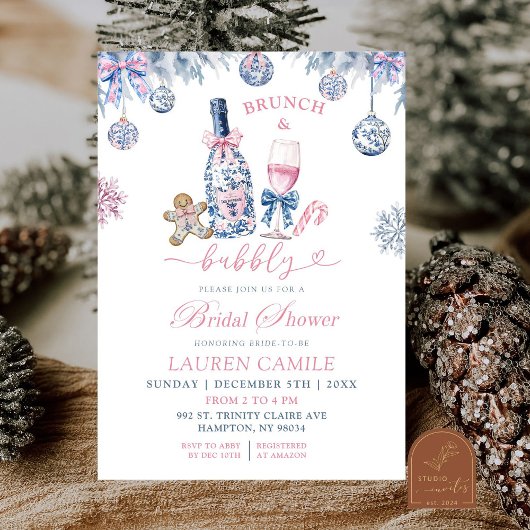 Invitation Chinoiserie Brunch and Bubbly Christmas Wedding