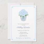 Invitation Chinoiserie Chic Blue Hydrangeas Baby shower garço (Devant)